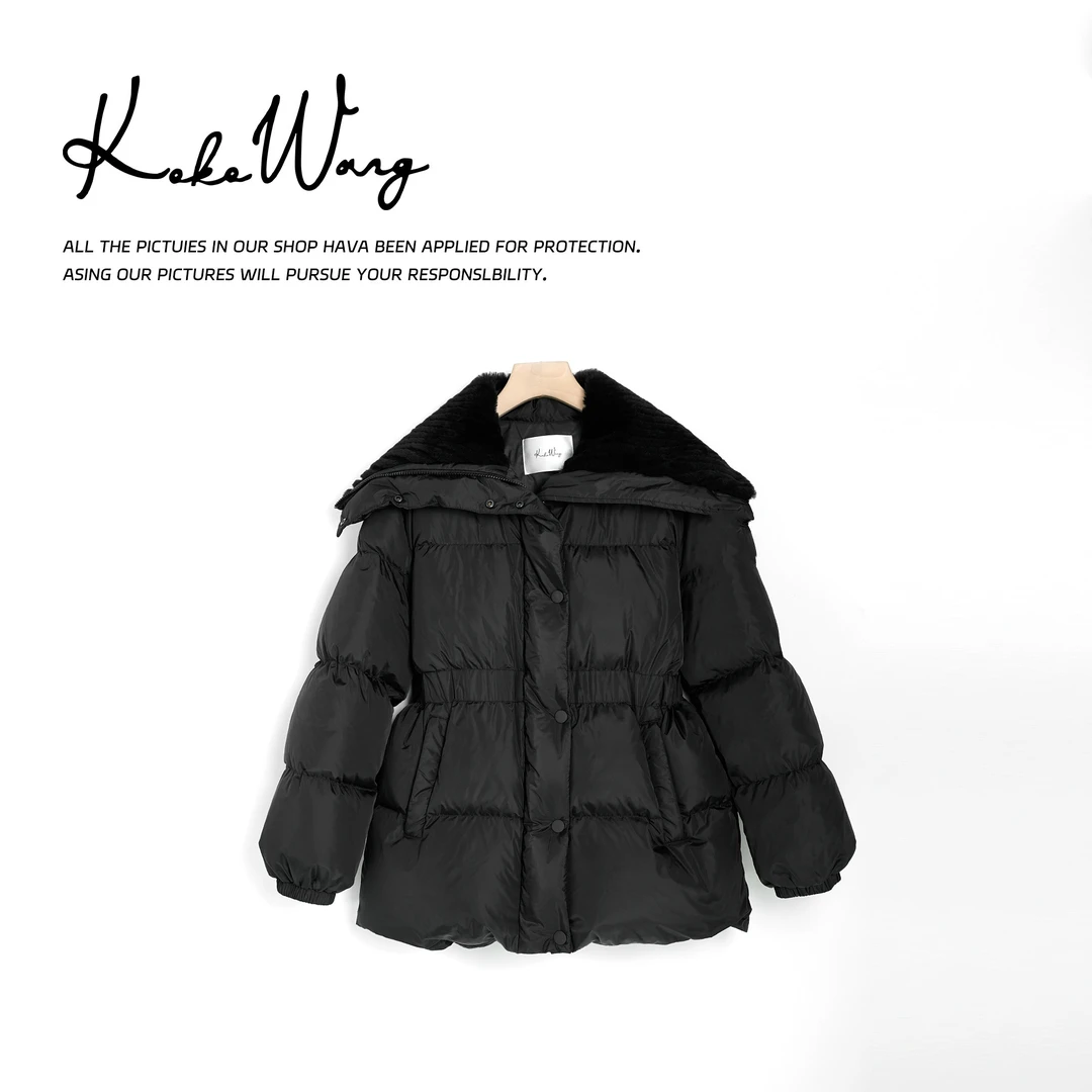 KOKO WANG深冬蚂蚁腰皮毛一体显瘦高级保暖鹅绒外套412444J18W41