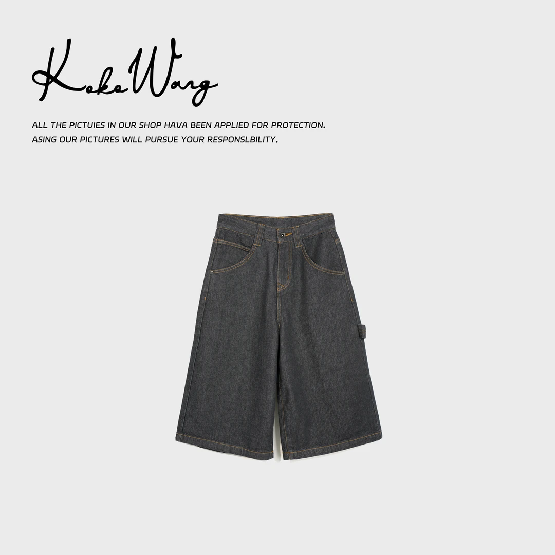 KOKO WANG早春时尚气质减龄工装风六分阔腿牛仔裤542974K30K46