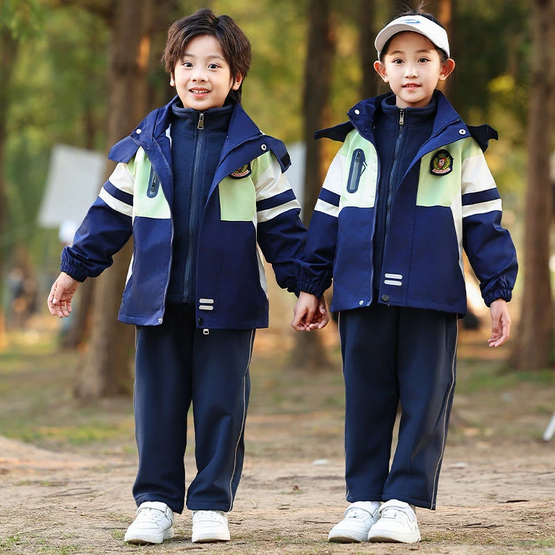 小学生冲锋衣校服户外可拆卸三件套秋冬季幼儿园园服休闲冬装女童