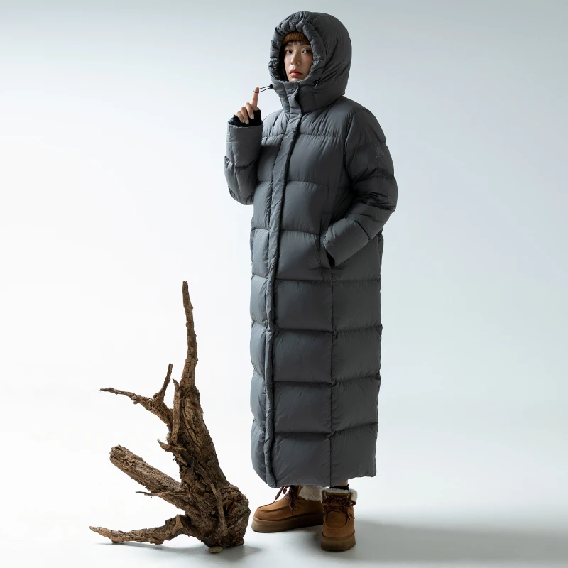 道木熙95白鸭绒羽绒服女款时尚户外冬季长款过膝保暖加厚防风连帽