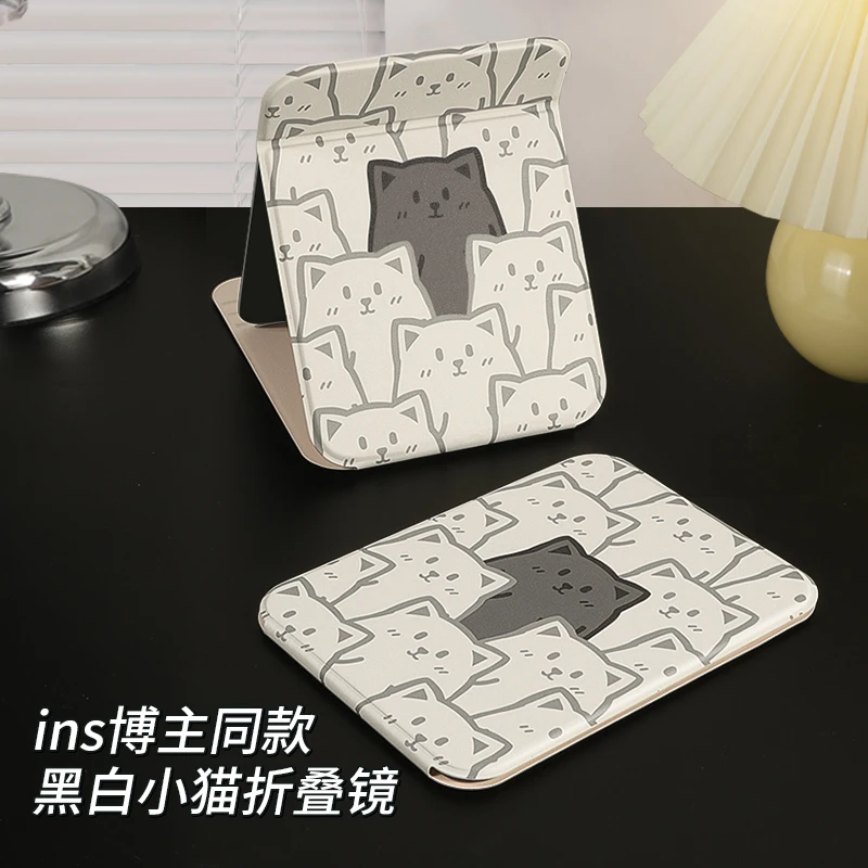 桌面折叠镜子可爱时尚化妆镜子台式家用大号高清可立学生宿舍女生