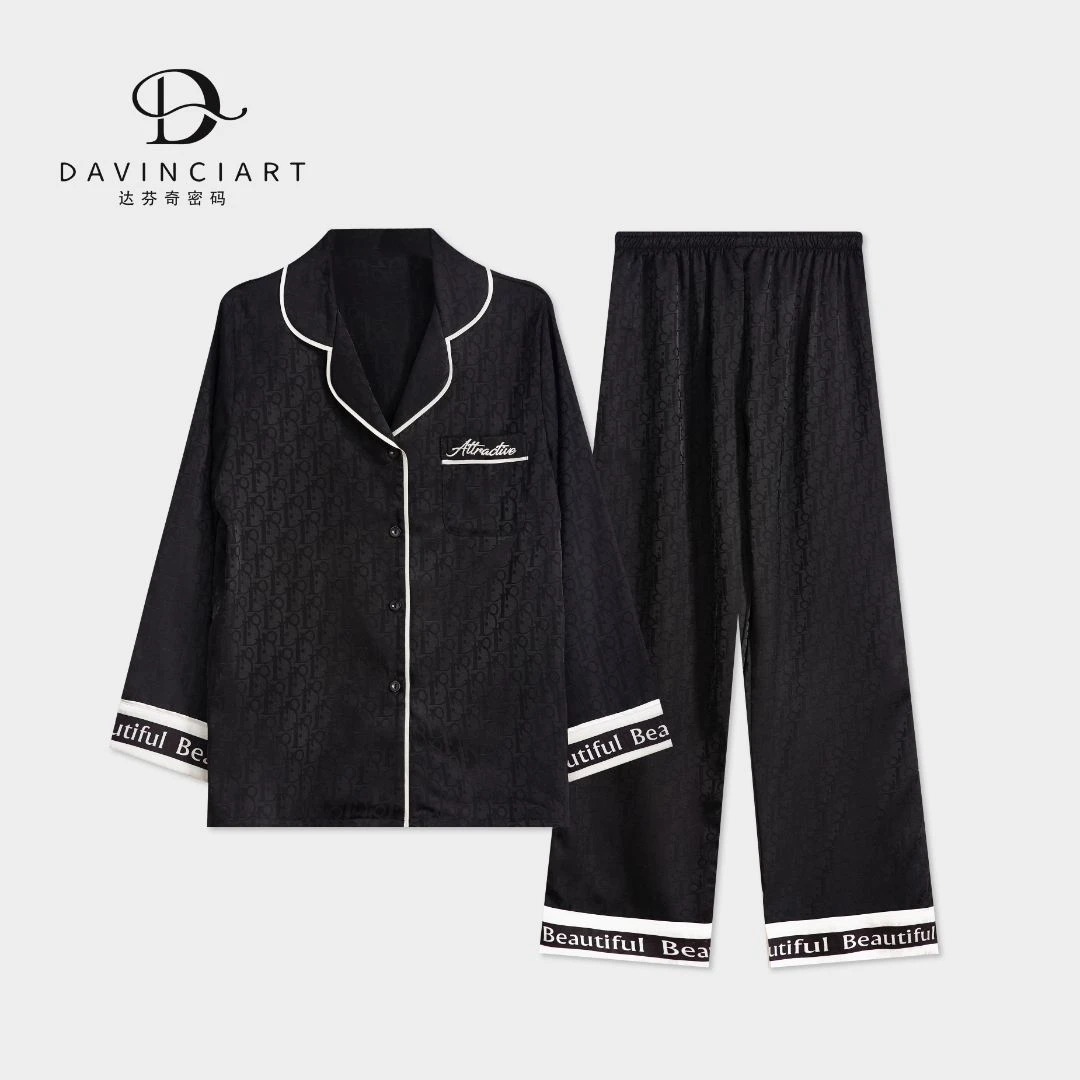 达芬奇密码2025春秋新款男女同款情侣长袖睡衣女士可外穿家居服