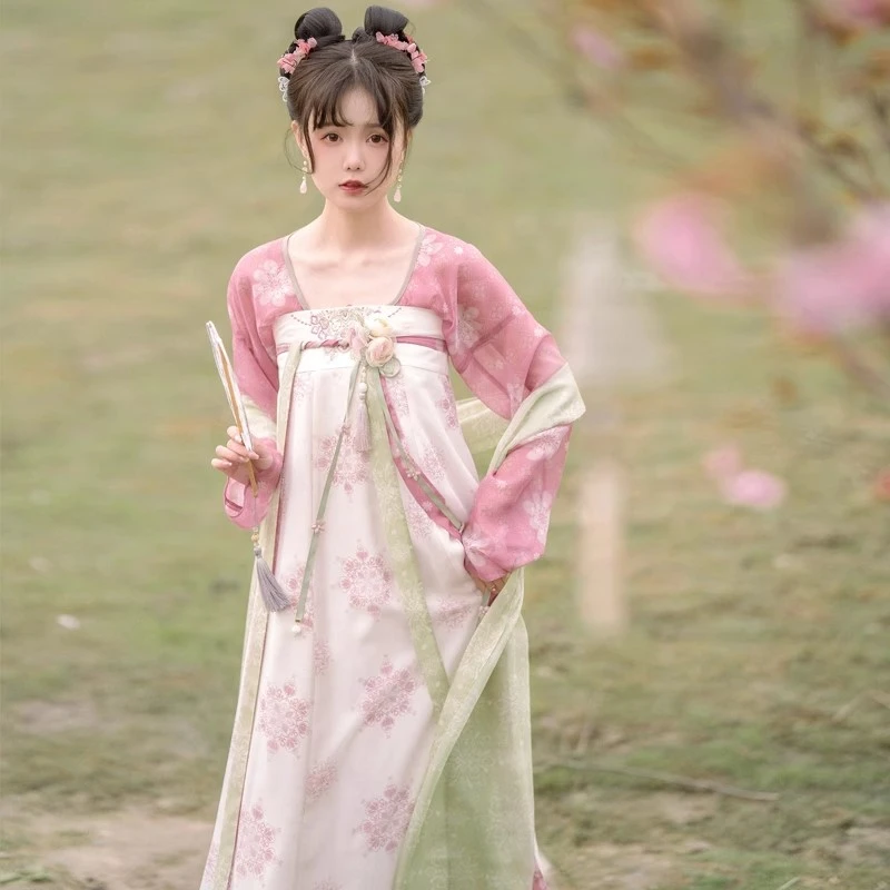 远山乔【异色天水碧】夏季薄款坦领上衣一片式齐胸破裙丁香结套装