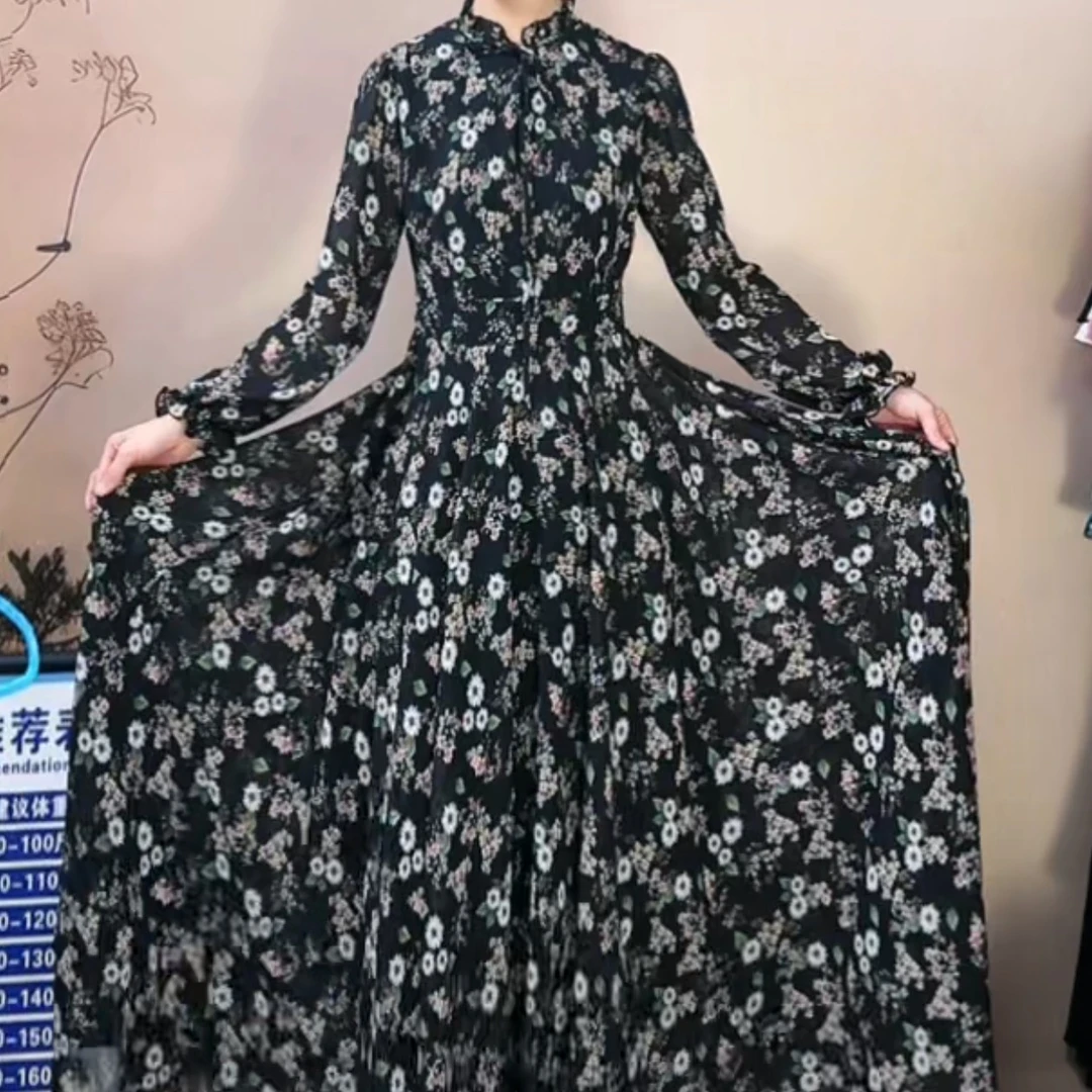 HD碎花印花拼接连衣裙妈妈装X538-26