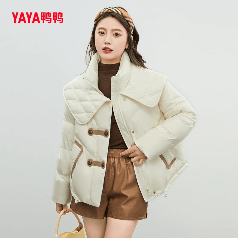 YAYA/鸭鸭女士时尚冬季保暖羽绒服休闲立领秋冬女装YE3B601145L