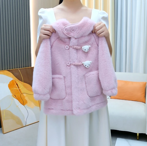 【小可爱】2024年新款洋气女童甜美防风韩版时尚加绒外套小女孩