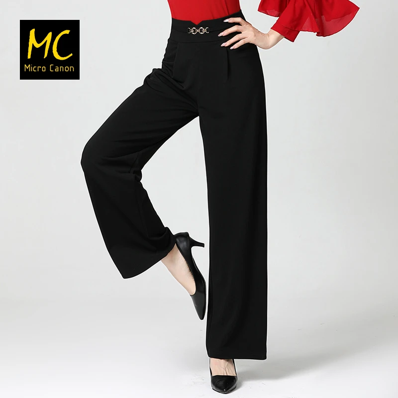 摩登舞女裤2024新款交谊舞女裤拉丁舞服高腰阔腿舞蹈裤水兵舞
