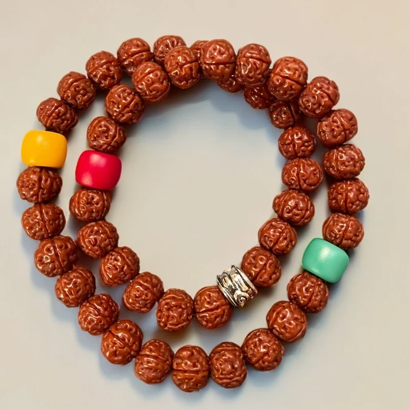 9mm树王爆肉机刷玉化包浆小金刚双圈款菩提手串金刚手串