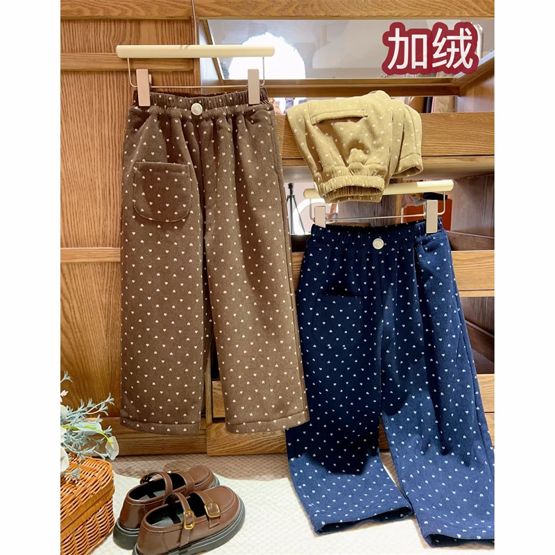 现货【繁星】4179加绒加厚一体绒长裤女童冬装休闲百搭雪尼尔裤子
