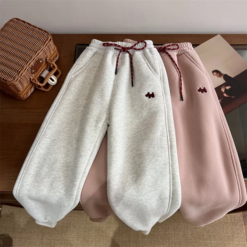 现货【小狗卫裤】3308女童秋冬加绒加厚束脚萝卜卫裤一体绒