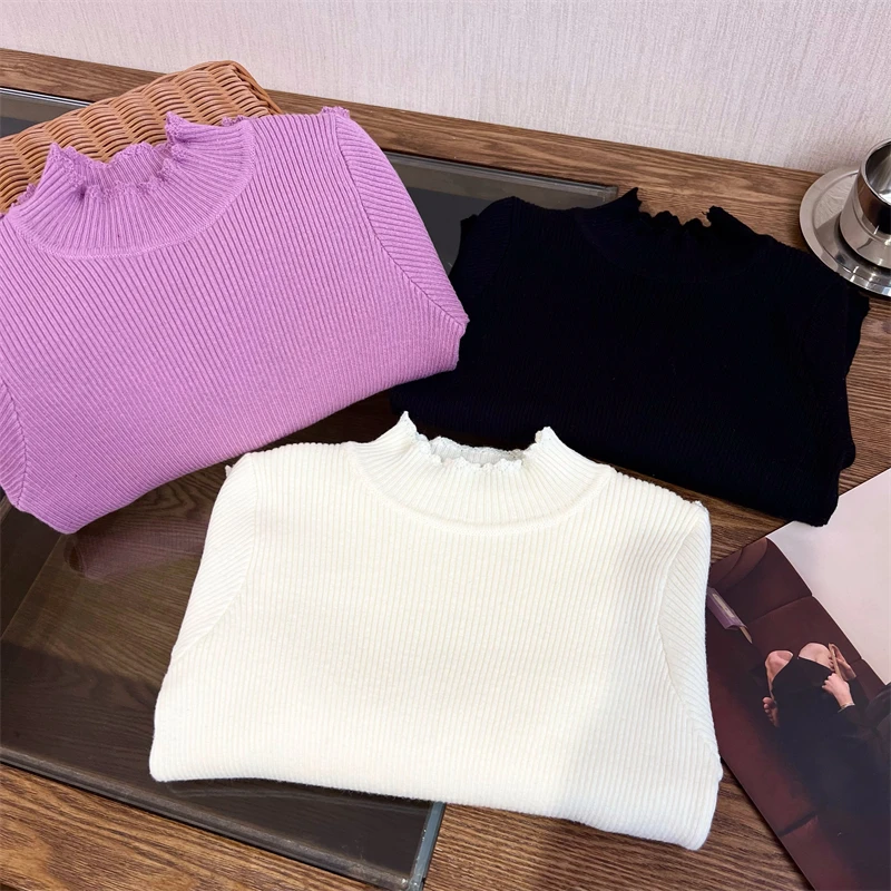 现货【莫伊】81.3%棉4918女童百搭毛衣针织打底衫柔软亲肤不起球