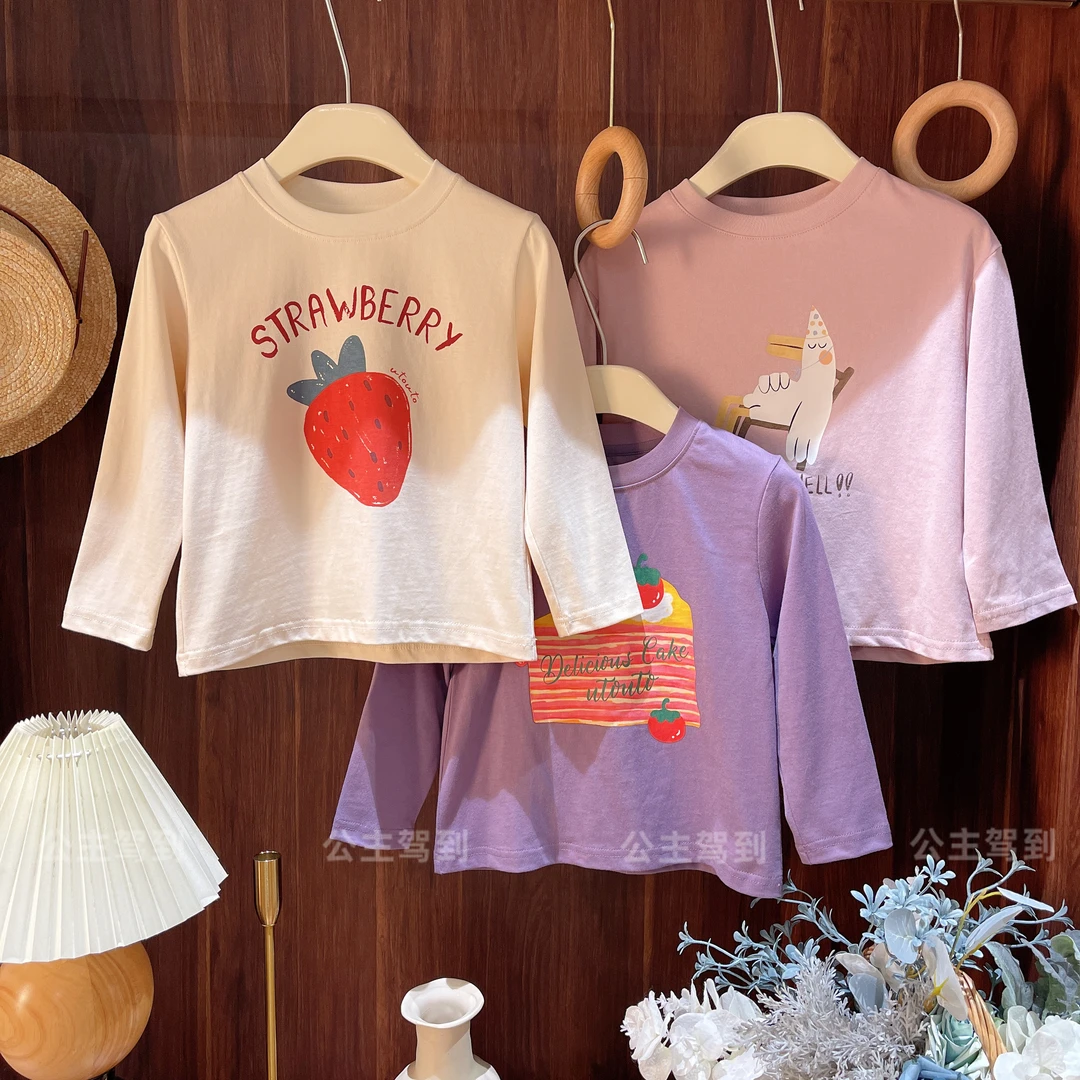 现货【童年】女童T恤9953春季新款儿童纯棉卡通休闲上衣百搭打底衫