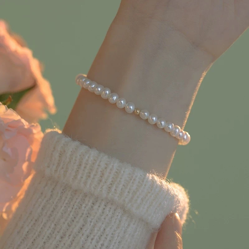 天然珍珠6-7mm弹力绳手链百搭气质18cm方便佩戴时尚简约