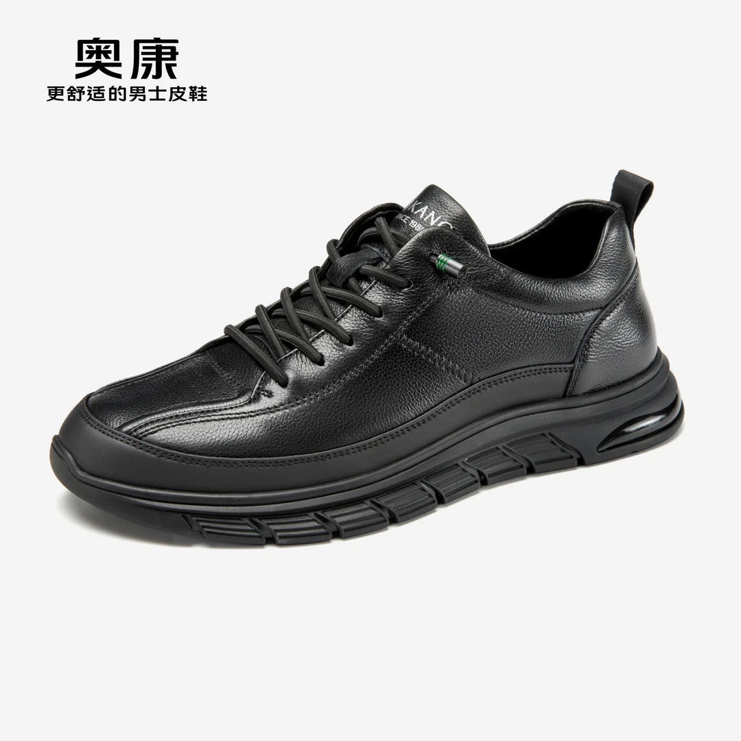 奥康休闲男皮鞋百搭商务真皮运动休闲皮鞋男舒适时尚松紧带软底鞋