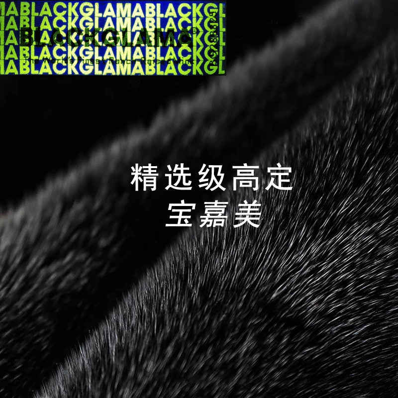 【至臻宝嘉美】男士帽款黑色貂皮大衣脊背毛去砍工艺休闲皮草外套