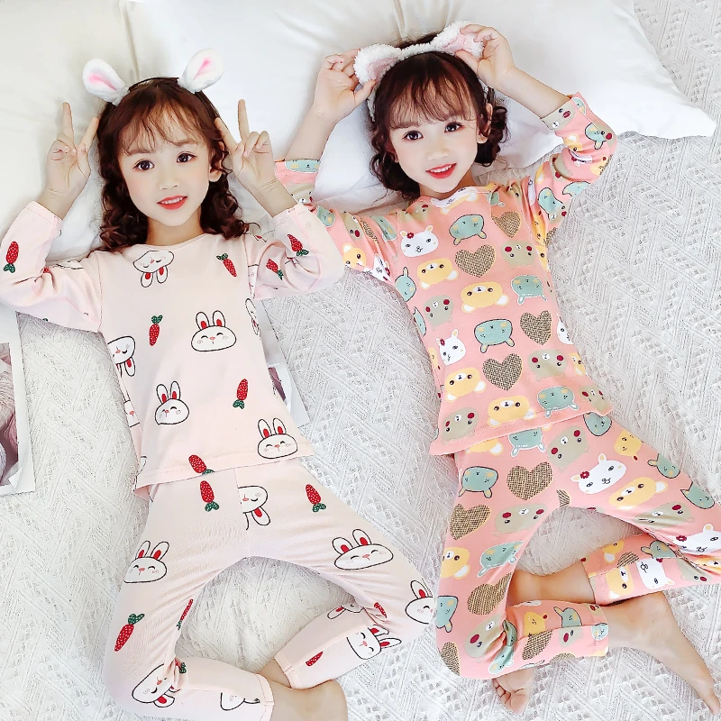 【A类纯棉】女童秋衣秋裤中大童保暖内衣套装儿童睡衣打底棉毛衫