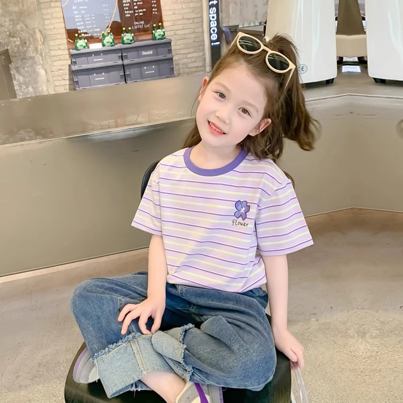 女童短袖t恤2024新款纯棉儿童上衣童装大童夏装衣服女孩半袖春装
