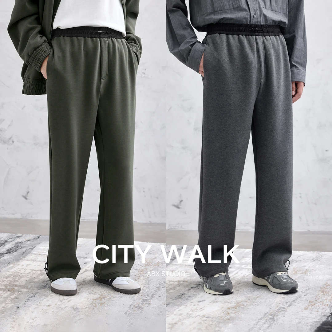 【380G重磅空气层面料】春秋季抽绳松紧腰宽松可束脚卫裤男款