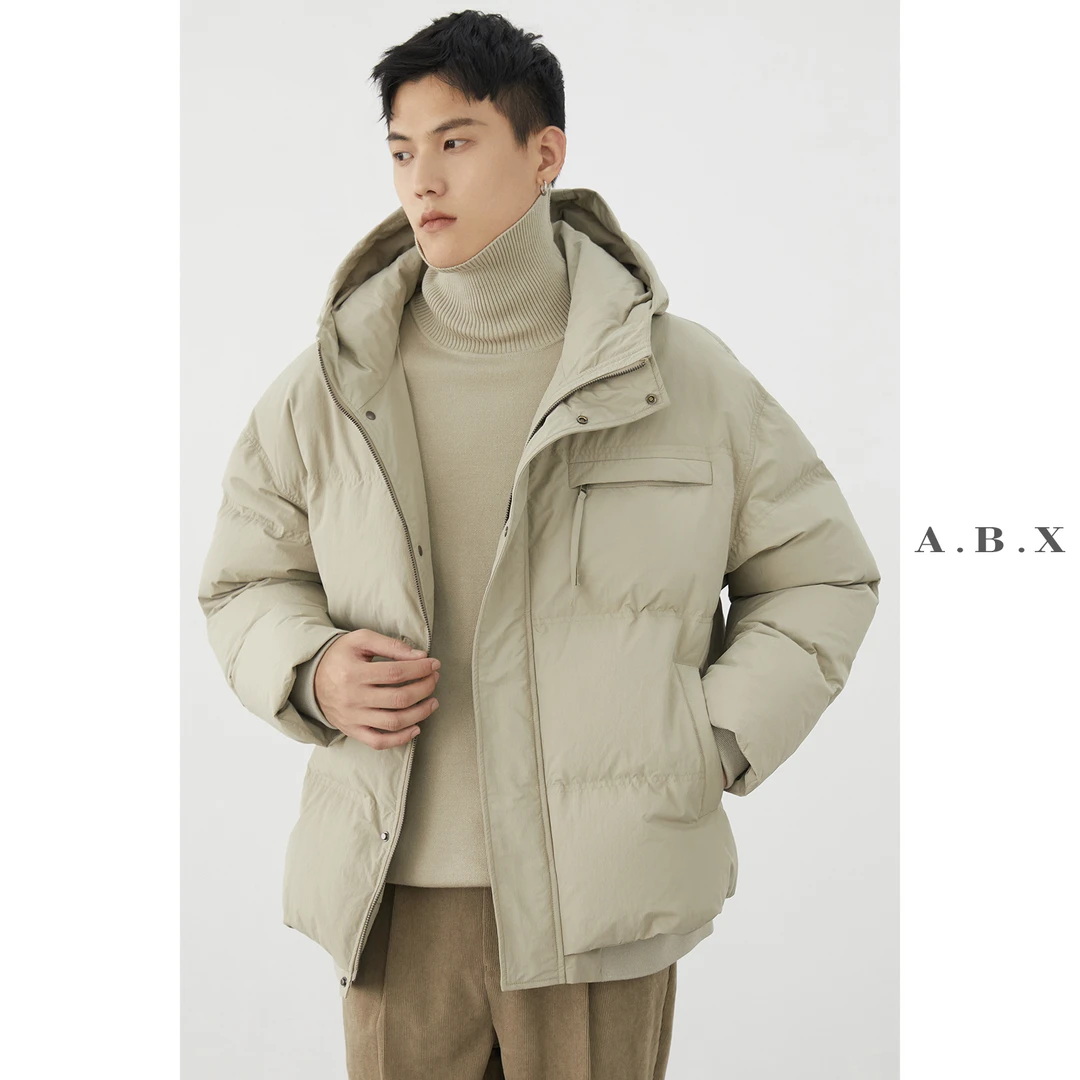 a.b.x不可拆卸连帽款 冬季加厚羽绒面包服外套男