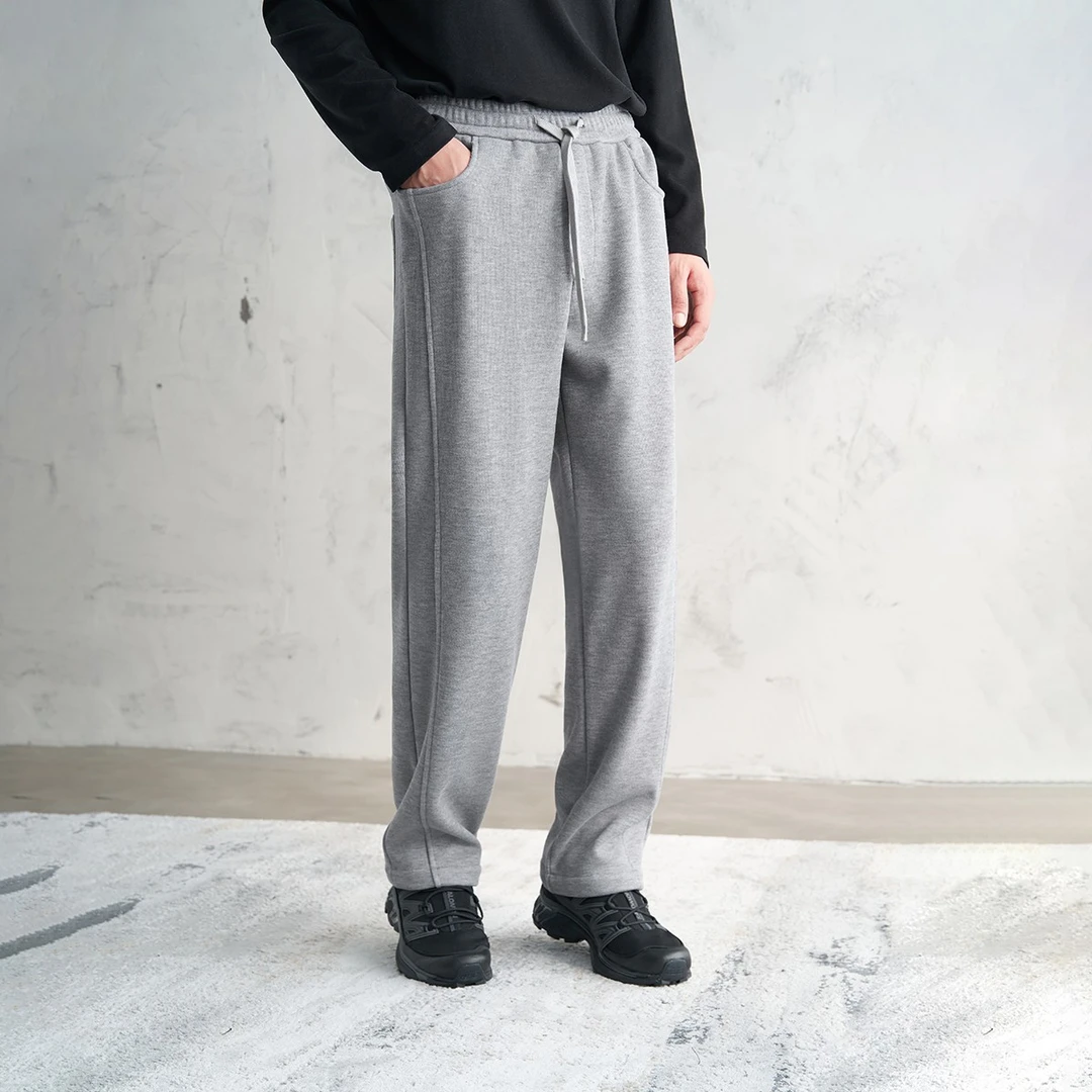 【软糯复合加绒面料】冬季加绒加厚保暖宽松直筒休闲卫裤长裤男