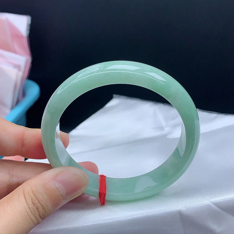 内径57+mm缅甸A货翡翠手镯正圈宽边镯子冰翡翠玉手镯女款告白礼