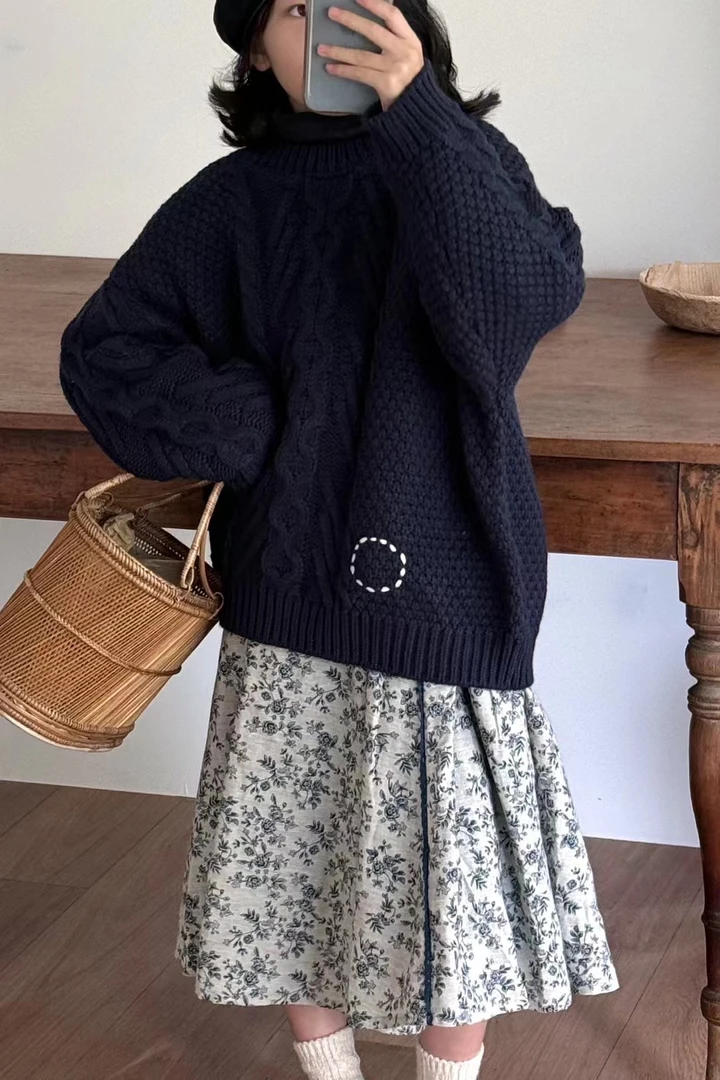 【清仓福利】九子-韩国设计师款亲子童装连衣裙Q892+藏青毛衣Y024