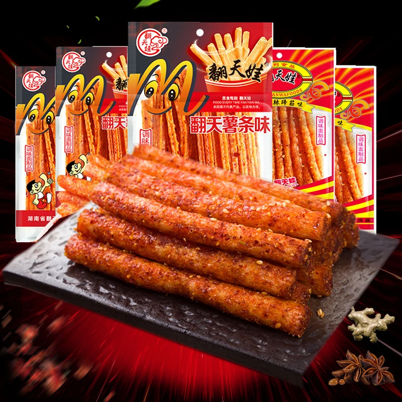 翻天娃网红辣条 翻天薯条辣条麻辣面筋8090儿时怀旧休闲小吃零食
