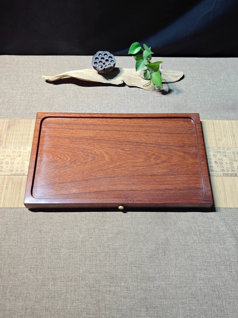 缅甸花梨极简款茶盘长方形大气款隐藏式排水整木茶盘，尺寸51*30