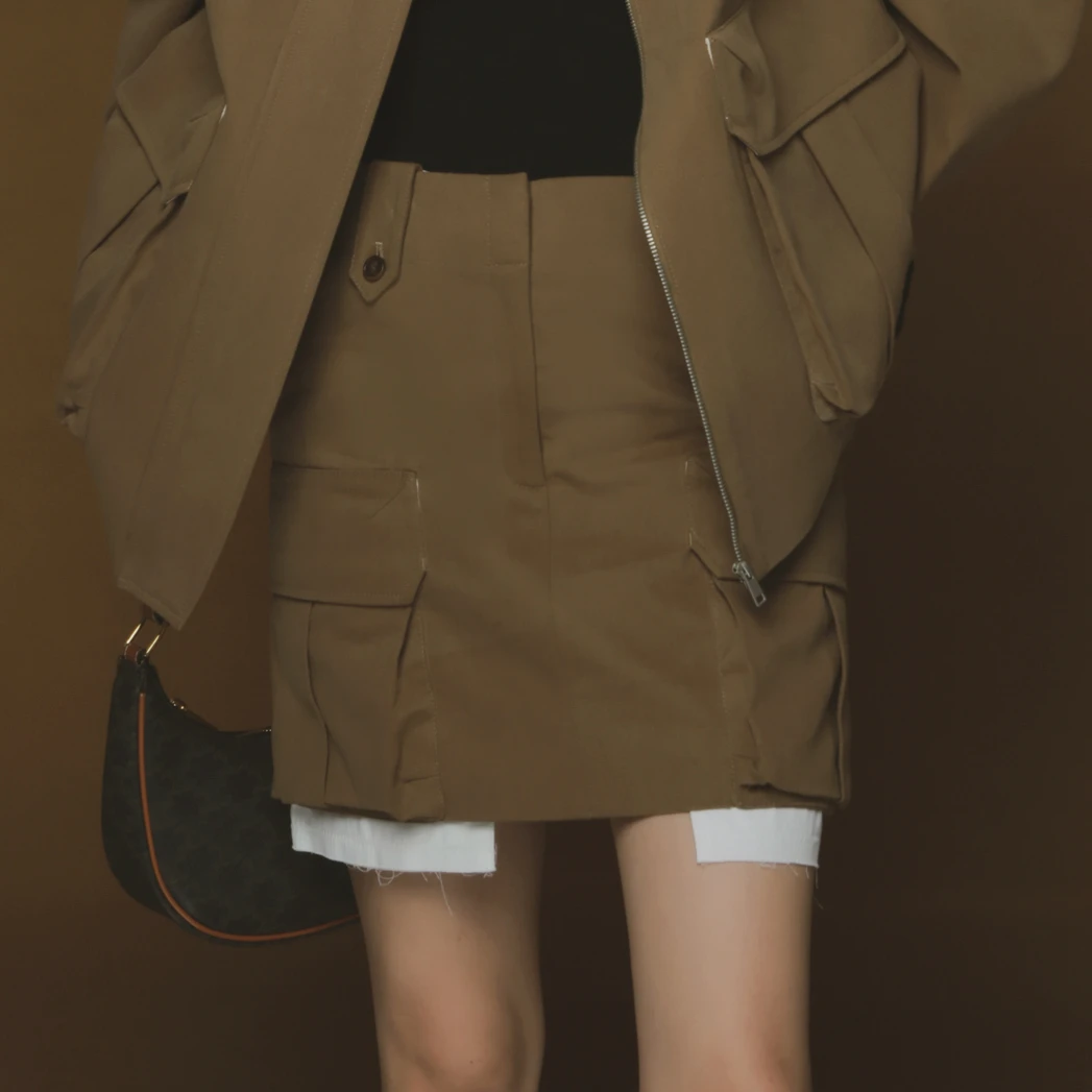 【设计感显瘦半身裙】春秋款设计师款短款高腰裤裙时尚休闲裙子1832