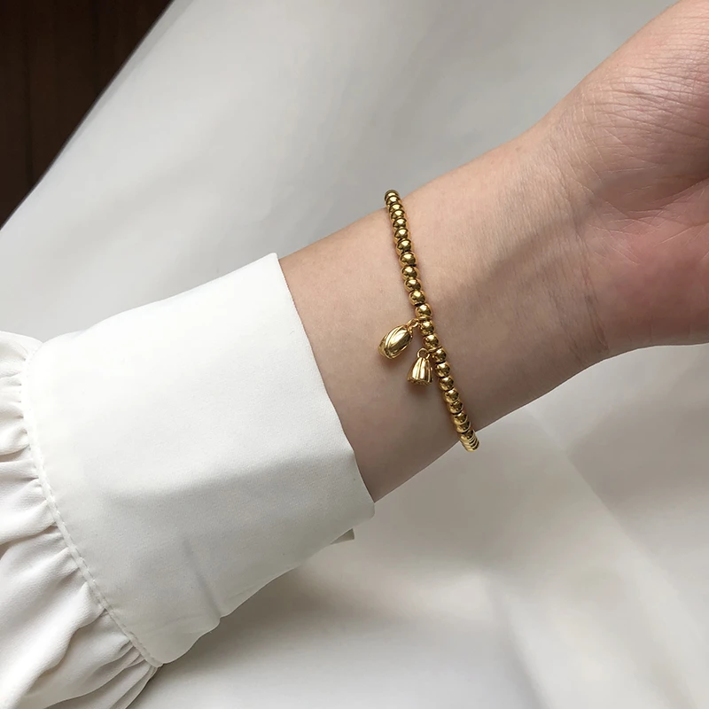 钛钢手链 两世欢手链民族风链子荷花饰品钛钢女生手饰品简约气质