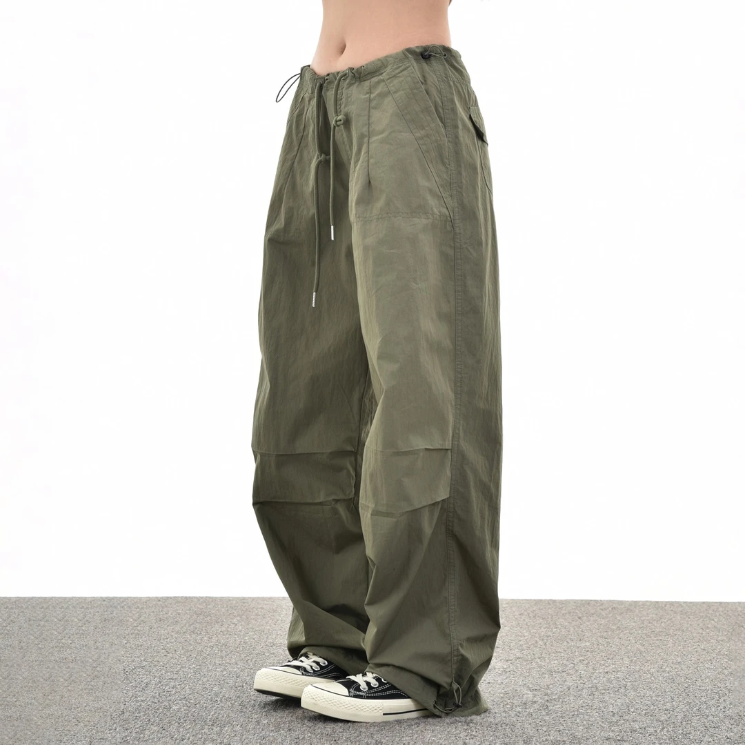 ORDERSTAGE美式复古抽绳伞兵裤工装裤男女辣妹宽松阔腿休闲裤子潮