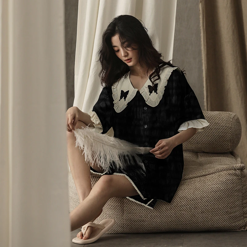 【云栖】夏季睡衣女款爆款2025新款纯棉短袖套装19802