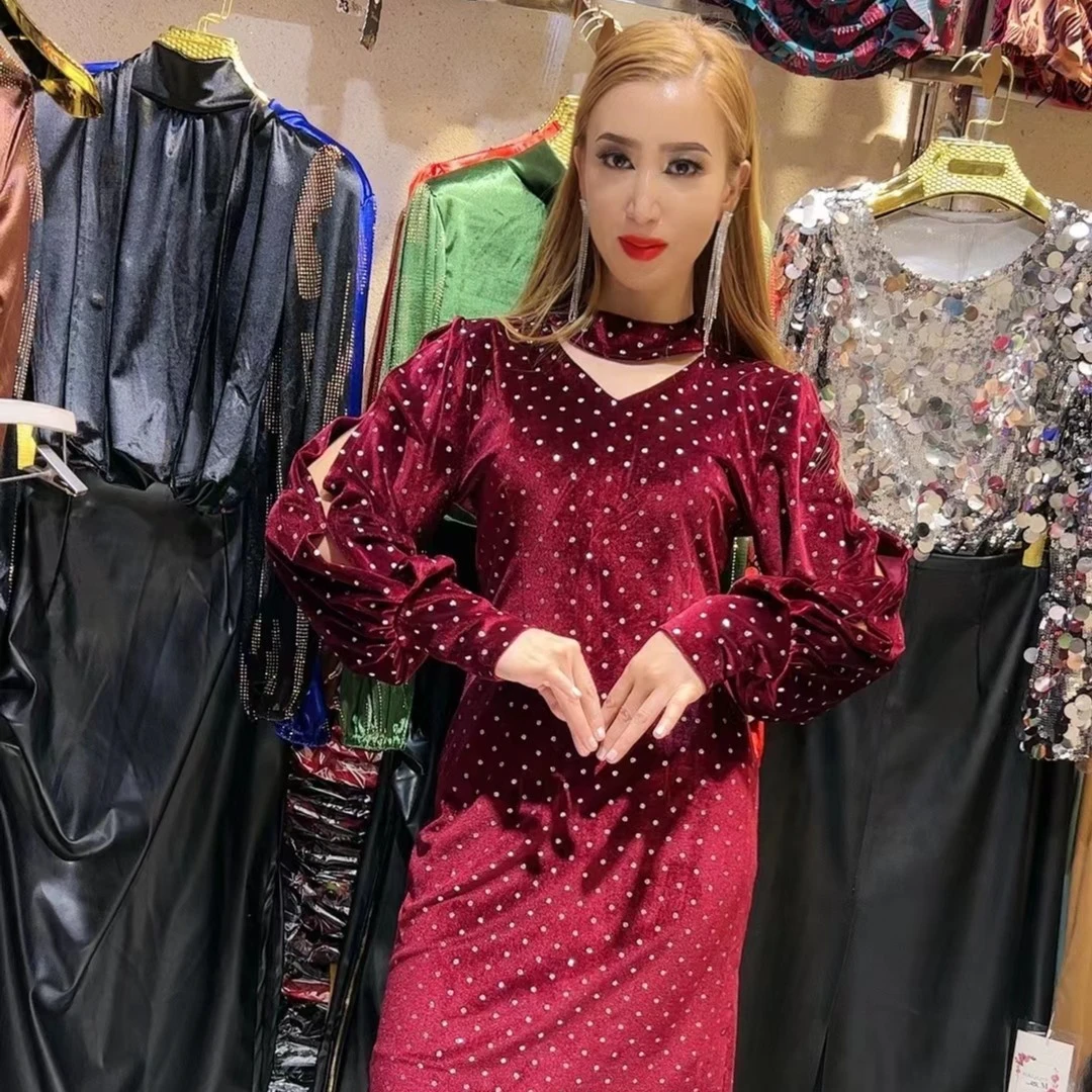 550女装连衣裙礼服显瘦气质长袖网红时尚修身