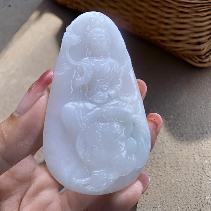 翡翠普贤属龙蛇守护毛货抛光3天左右 尺寸69*39*7.2mm