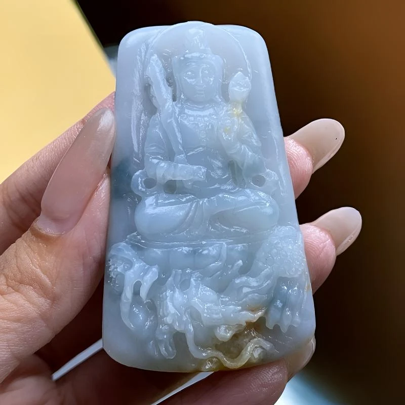 翡翠三色虚空牛虎生肖守护毛货抛光3天 尺寸62*36*8.4mm