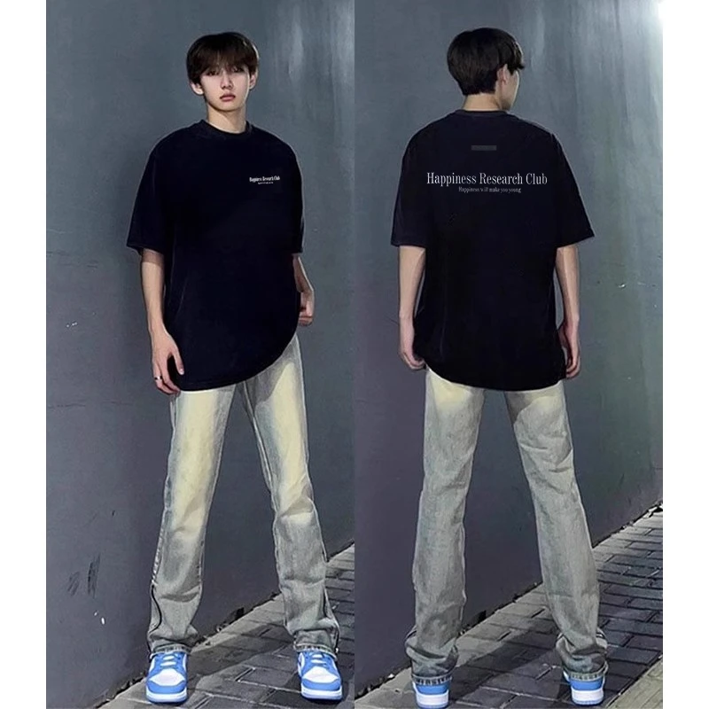 美式oversize纯棉重磅短袖t恤男夏季潮牌痞帅宽松大码五分半中袖