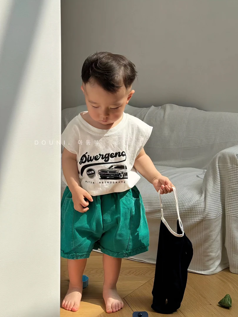 豆泥Doodonii 2025韩版新款儿童卡通背心夏款休闲男女童上衣T恤