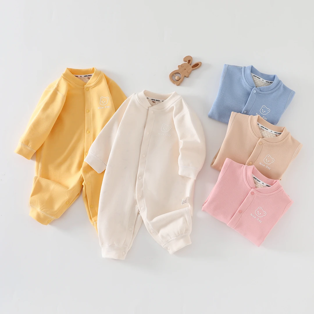 秋冬婴儿连体保暖温感新生儿哈衣爬服0-12个月宝宝衣服中厚冬打底