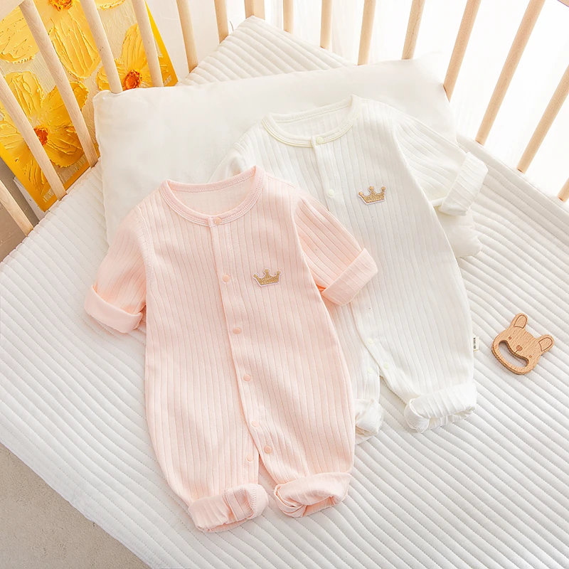 春秋婴儿连体衣无骨新生儿薄款纯棉0-1岁初生男女宝宝哈衣爬爬服