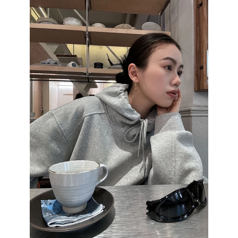 【清】IN choose u笑笑家2024冬季宽松连帽卫衣女百搭韩系87633