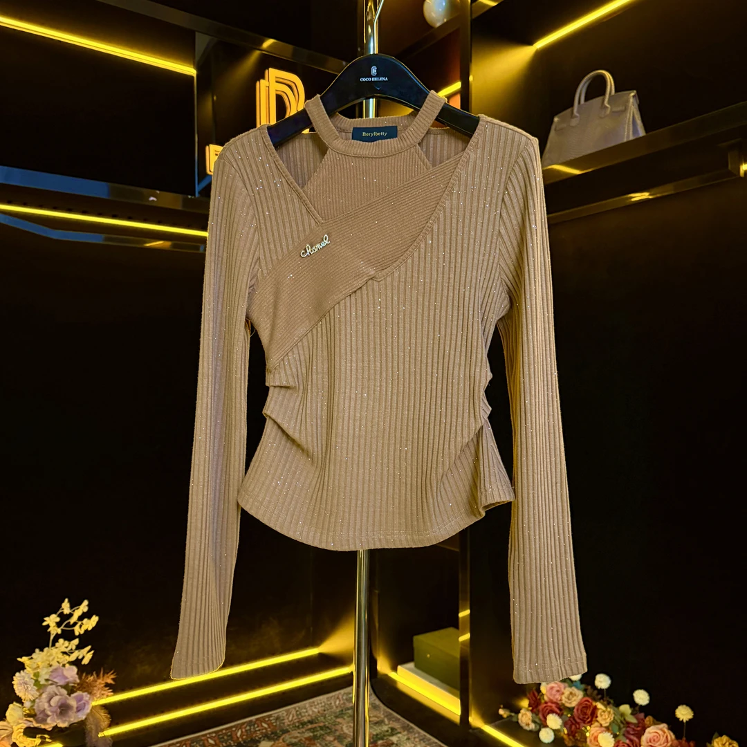 轻奢百搭修身冬季时尚气质高级燕麦色显瘦上衣HS B1477