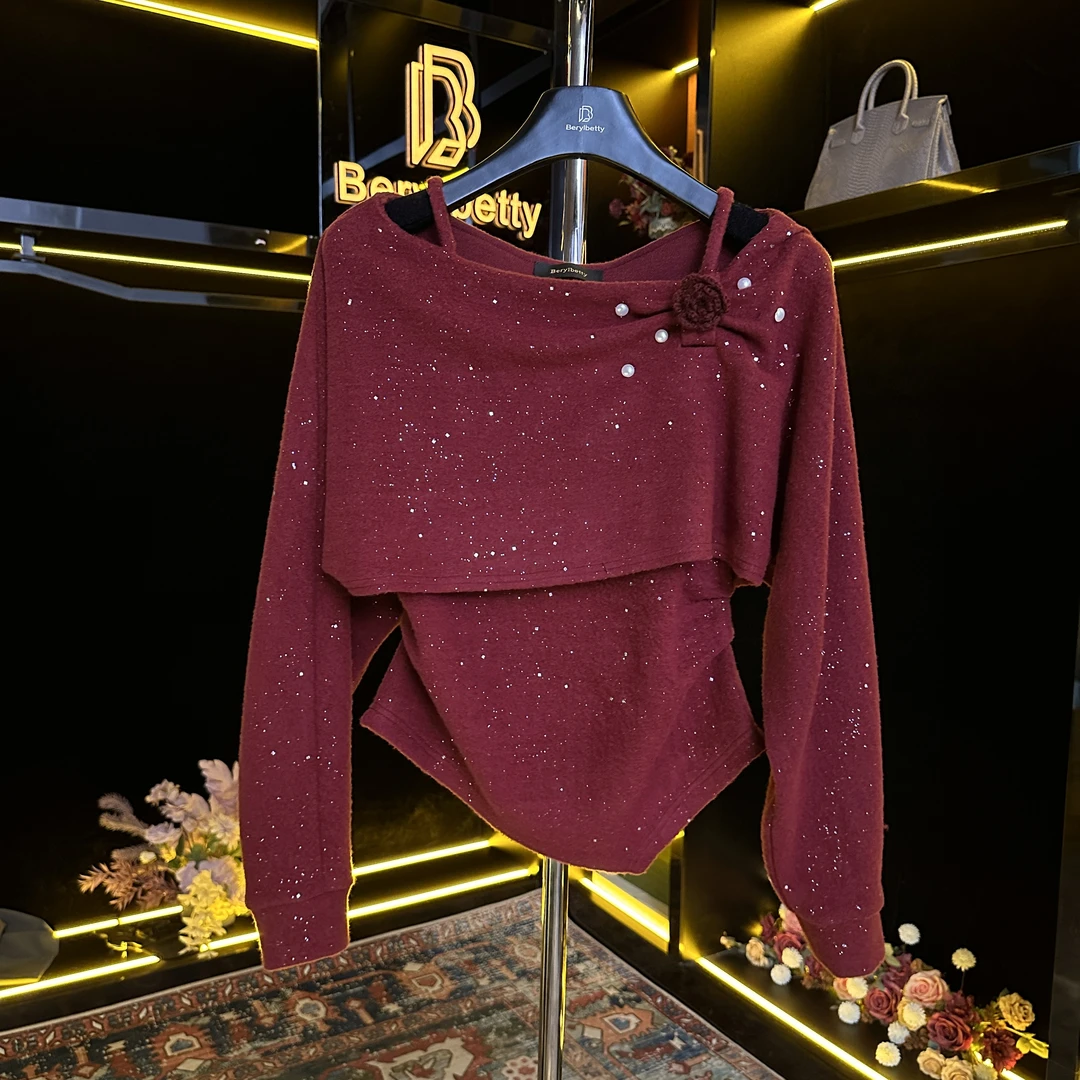 轻奢百搭修身冬季时尚气质高级感安可拉红洋气显瘦上衣Alan B1530