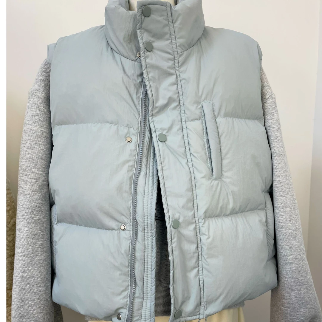 「雅阁布·冬季蓝色加厚鸭绒绒马甲244L#」