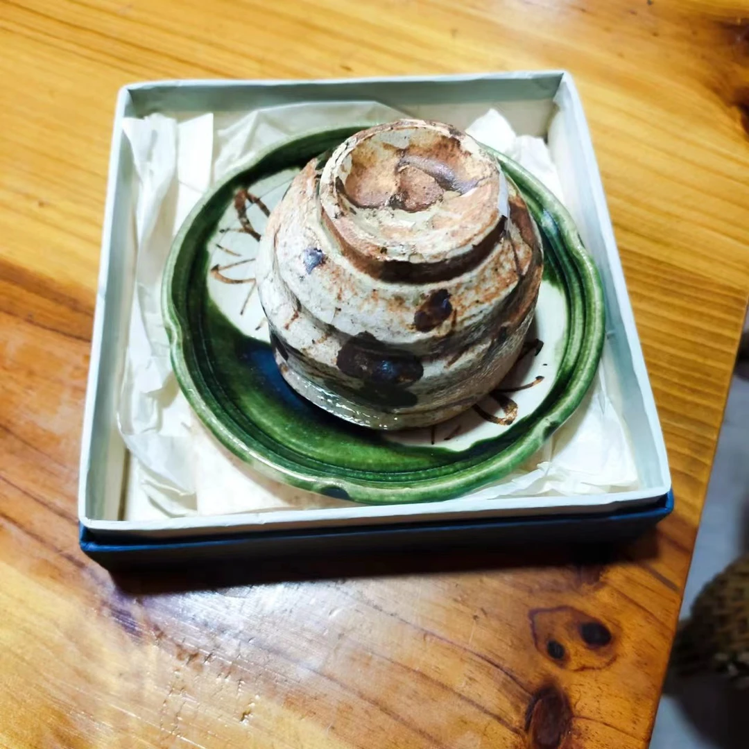 青花手绘柴烧主人杯客杯