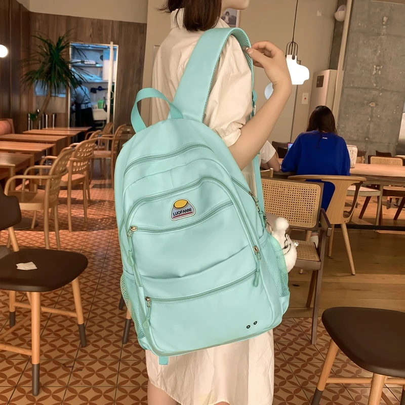 芭特莉书包  双肩包简约拼色大容量韩版ins休闲旅行运动电脑背包