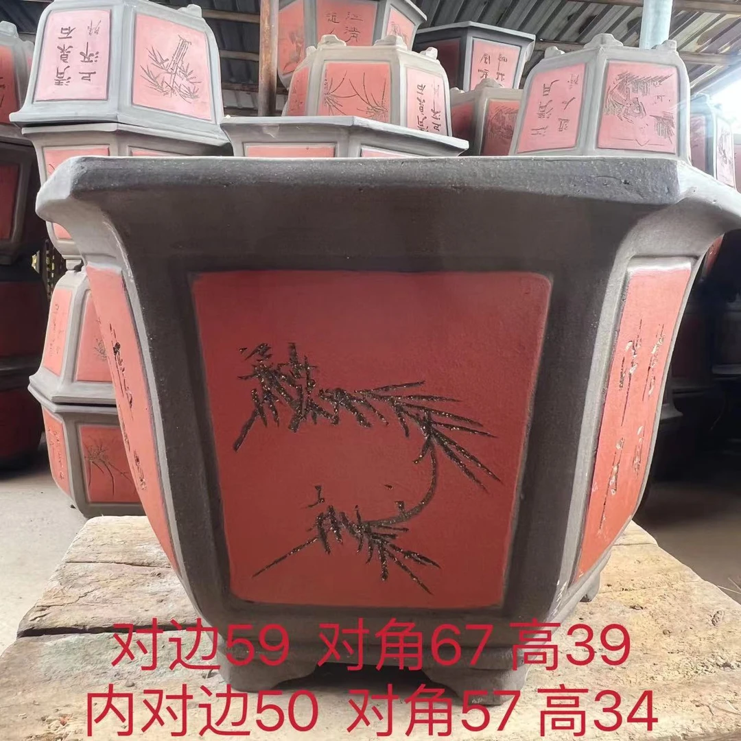 源头工厂直销60口径大六角鲜花绿植盆景造型老桩花盆