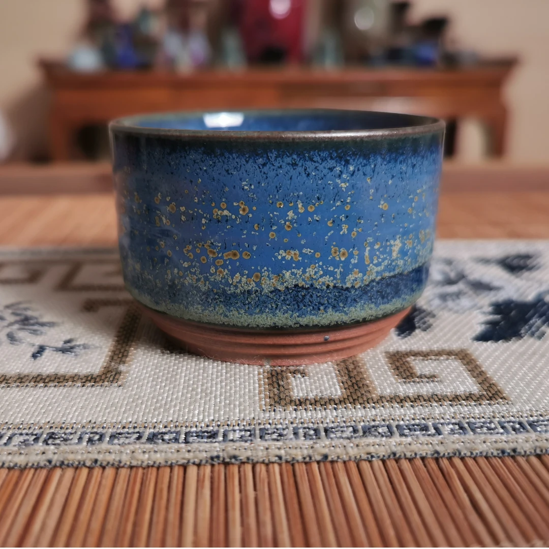 钧瓷蓝撒金主人杯 茶器茶杯纯手工原矿釉色纯天然窑变 杨鹏飞作品