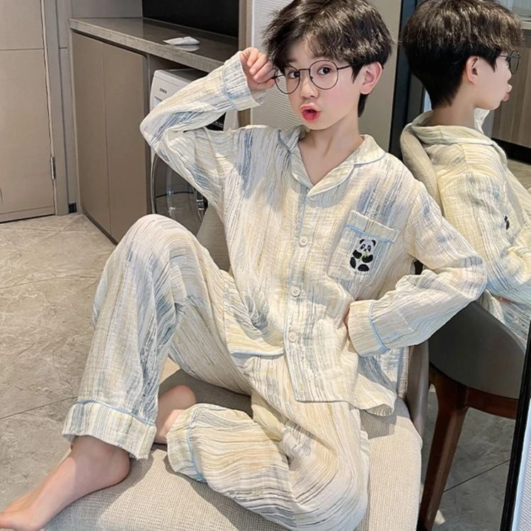 秋季夏季男童柔软舒适帅气卡通中大童家居服套装长裤儿童长袖睡衣