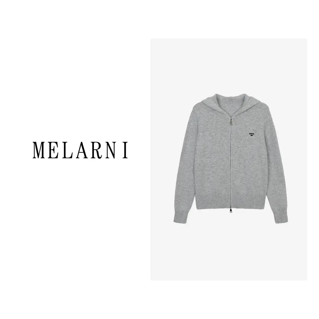【MELARNI】柔软软糯纯色拉链带帽毛衣MLN10233