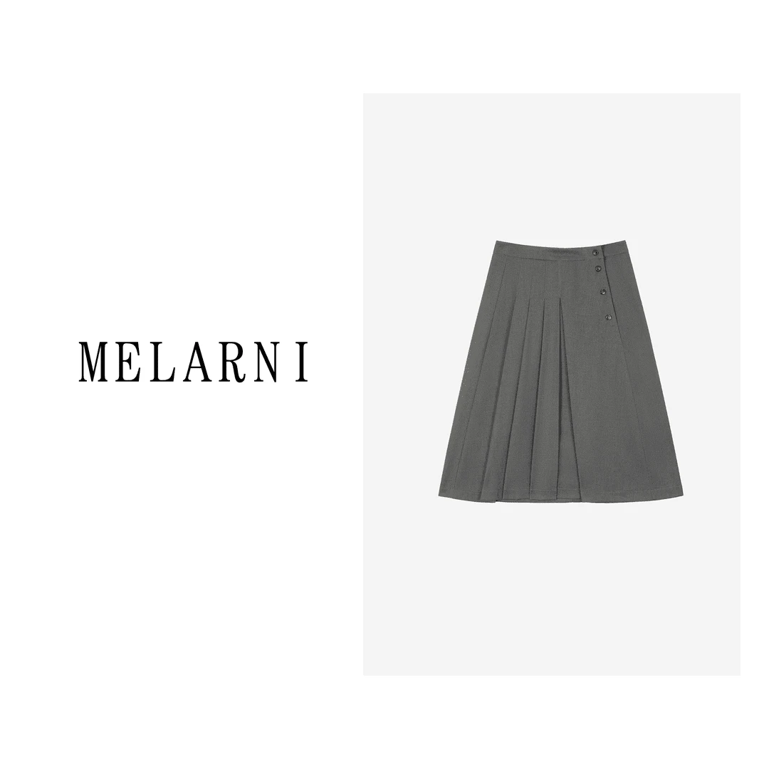【MELARNI】百搭时尚简约纯色柔软半身裙MLN10620